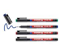 Edding 142 M Feutre Permanent - Étui De 4 - Multicouleur -Pointe Ronde 1mm-Pour Écrire Sur Du Verre Du Plastique Des Films Et Surfaces Lisses-Permanent À Séchage Rapide Résistant Aux Taches Et Étanche