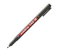 Edding 142 M feutre permanent - noir - 1 stylo - pointe ronde 1 mm - stylo pour écrire sur du verre, du plastique, des films et surfaces lisses - à séchage rapide, résistant aux taches et étanche