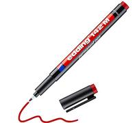 Edding 142 M feutre permanent - rouge - 1 stylo - pointe ronde 1 mm - stylo pour écrire sur du verre, du plastique, des films et surfaces lisses - à séchage rapide, résistant aux taches et étanche
