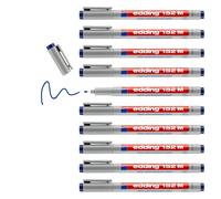 edding 152 M stylo non-permanent - bleu - 10 stylos - plume ronde 1 mm - stylo pour écrire sur le verre, le plastique, les films et les surfaces lisses - séchage rapide, peut être corrigé à l'eau