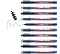 edding 1800 Feutre fin de précision - Bleu - 10 stylos - Largeur de trait 0,25 mm - Pour une écriture et des esquisses précises - Pointe fine gainée métal - adapté aux règles et aux pochoirs