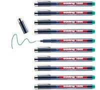 edding 1800 Feutre fin de précision - Vert - 10 stylos - Largeur de trait 0,5 mm - Feutre fin pour une écriture et des esquisses précises - Pointe fine gainée métal - adapté aux règles et aux pochoirs