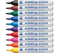 Edding 2000 C Marqueur permanent - multi-couleur - boîte de 10 stylos - pointe ronde 1,5-3 mm - sèche vite - résiste à l'eau et à l'essuyage - pour carton, plastique, bois, métal, tissu