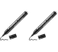 Edding 2000 C Marqueur permanent - noir - 1 stylo - pointe ronde 1,5-3 mm - sèche vite - résiste à l'eau et à l'essuyage - pour carton, plastique, bois, métal - marqueur universel (Lot de 2)