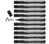 edding Marqueur permanent 2000 C – noir, pointe ronde 1,5–3 mm, sèche vite – lot de 10