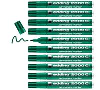 edding 2000 C Marqueur permanent - vert - 10 stylos - pointe ronde 1,5-3 mm - sèche vite - résiste à l'eau et à l'essuyage - pour carton, plastique, bois, métal - marqueur universel