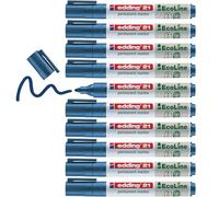 edding 21 EcoLine marqueur permanent - bleu - 10 stylos - pointe ronde 1,5-3 mm - sèche vite - résiste à l'eau et à l'essuyage - pour carton, plastique, bois, métal - marqueur universel