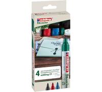edding Marqueurs permanents E21 EcoLine – Pochette 4 couleurs, pointe 1,5–3 mm, 90% recyclé