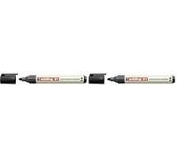 Edding 21 EcoLine marqueur permanent - noir - 1 stylo - pointe ronde 1,5-3 mm - sèche vite - résiste à l'eau et à l'essuyage - pour carton, plastique, bois, métal - marqueur universel (Lot de 2)