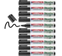 edding 21 EcoLine marqueur permanent - noir - 10 stylos - pointe ronde 1,5-3 mm - sèche vite - résiste à l'eau et à l'essuyage - pour carton, plastique, bois, métal - marqueur universel