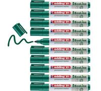 edding 21 EcoLine marqueur permanent - vert - 10 stylos - pointe ronde 1,5-3 mm - sèche vite - résiste à l'eau et à l'essuyage - pour carton, plastique, bois, métal - marqueur universel
