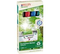 edding 22 EcoLine marqueur permanent - multi-couleur - étui de 4 stylos - pointe biseautée 1-5 mm - sèche vite - résiste à l'eau et à l'essuyage - carton, plastique, bois, métal - marqueur universel