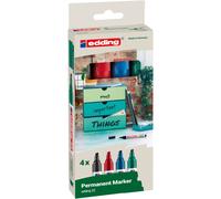 edding Marqueur permanent Edding 22 EcoLine 4-22-4 noir bleu rouge vert, résistant à l'eau