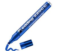 Edding 2200 C Marqueur permanent - bleu - 1 stylo - pointe biseautée 1-5 mm - sèche vite - résiste à l'eau et à l'essuyage - pour carton, plastique, bois, métal - Marqueur universel