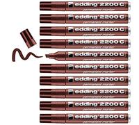 Edding 2200 C Marqueur permanent - marron - 10 stylos - pointe biseautée 1-5 mm - sèche vite - résiste à l'eau et à l'essuyage - pour carton, plastique, bois, métal - Marqueur universel