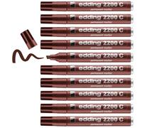 edding 2200 C Marqueur permanent - marron - 10 stylos - sèche vite | pointe biseautée 1-5 mm - résiste à l'eau et à l'essuyage - pour carton, plastique, bois, métal - Marqueur universel