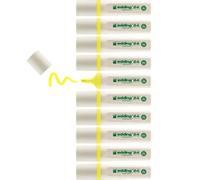 Edding 24 Surligneur EcoLine - jaune - 10 surligneurs - pointe biseautée 2-5 mm - pour un marquage et un surlignage rapides et faciles des textes et des notes - rechargeable, en matériau recyclable