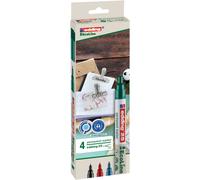 edding Marqueur permanent E 25 Ecoline - Pointe ogive 1 mm - Pochette de 4 assortis