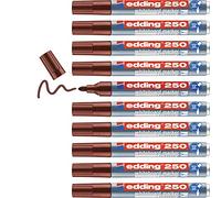 Edding 250 Marqueur pour tableaux blancs - marron - 10 stylos - pointe ronde 1,5-3 mm - feutre effaçable - pour tableaux blanc, magnétique, mémo et chevalet de conférence - sketchnotes