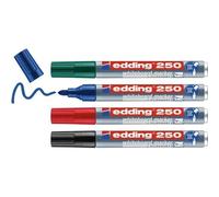 Edding 250 Marqueur Pour Tableaux Blancs - Multi-Couleur - Étui De 4 Stylos - Pointe Ronde 1,5-3 Mm - Feutre Effaçable - Pour Tableaux Blanc, Magnétique, Mémo Et Chevalet De Conférence - Rechargeable