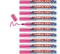 Edding 250 Marqueur pour tableaux blancs - rose - 10 stylos - pointe ronde 1,5-3 mm - feutre effaçable - pour tableaux blanc, magnétique, mémo et chevalet de conférence - sketchnotes