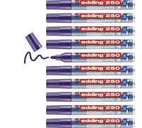 Edding 250 Marqueur pour tableaux blancs - violet - 10 stylos - pointe ronde 1,5-3 mm - feutre effaçable - pour tableaux blanc, magnétique, mémo et chevalet de conférence - sketchnotes