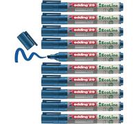 edding 29 EcoLine Marqueur pour tableaux blancs - bleu - 10 stylos - pointe biseautée 1-5 mm - feutre effaçable - pour tableaux, blanc, magnétique, mémo et chevalet de conférence - rechargeable