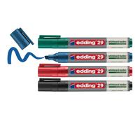 edding 29 Marqueur pour tableaux blancs - noir, rouge, bleu, vert - lot 4 | pointe biseautée 1-5 mm - pour tableaux blancs, flipchart, tableaux d'affichage - sketchnotes