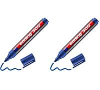 Edding 300 Marqueur permanent - bleu - 1 stylo - pointe ronde 1,5-3 mm - sèche vite, résiste à l'eau et aux frottements - pour carton, plastique, bois, métal, verre (Lot de 2)