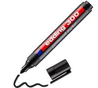 edding 300 Marqueur permanent - noir - 1 stylo - pointe ronde 1,5-3 mm - sèche vite, résiste à l'eau et aux frottements - pour carton, plastique, bois, métal, verre