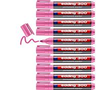 edding 300 Marqueur permanent - rose - 10 stylos - pointe ronde 1,5-3 mm - sèche vite, résiste à l'eau et aux frottements - pour carton, plastique, bois, métal, verre