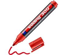edding 300 Marqueur permanent - rouge - 1 stylo - pointe ronde 1,5-3 mm - sèche vite, résiste à l'eau et aux frottements - pour carton, plastique, bois, métal, verre