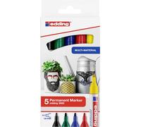 Edding 3000 4-3000-5 Marqueur permanent noir, bleu, rouge, vert, jaune résiste à l'eau: oui