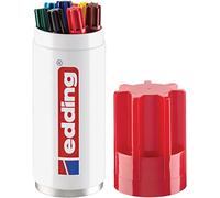 Edding 3000 Marqueur permanent - étui métallique de 8 stylos multi-couleur - pointe ronde 1,5-3 mm - sèche vite - résiste à l'eau et à l'essuyage - pour carton, plastique, bois, métal - boîte