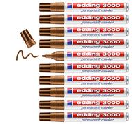 edding 3000 Marqueur permanent - ocre - 10 stylos - pointe ronde 1,5-3 mm - sèche vite - résiste à l'eau et à l'essuyage - pour carton, plastique, bois, métal - marqueur universel