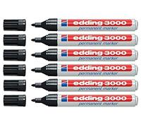 edding 3000 Marqueurs permanents rechargeables 1,5 à 3 mm (lot de 6, noir)