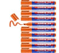 edding 33 Marqueur papier à encre brillante - orange - 10 marqueurs permanents imperméables - pointe biseautée 1-5mm - coloris lumineux - stables à la lumière - papier, carton, plastique, métal, verre