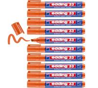edding 33 Marqueur papier à encre brillante - orange - 10 marqueurs permanents imperméables - pointe biseautée 1-5mm - coloris lumineux - stables à la lumière - papier, carton, plastique, métal, verre