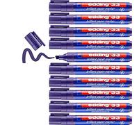 edding 33 Marqueur papier à encre brillante - violet - 10 marqueurs permanents imperméables - pointe biseautée 1-5mm - coloris lumineux - stables à la lumière - papier, carton, plastique, métal, verre