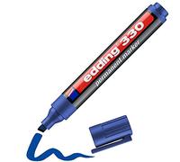 Edding 330 Marqueur permanent - bleu - 1 stylo - pointe biseautée 1-5 mm - sèche vite, résiste à l'eau et aux frottements - pour carton, plastique, bois, métal, verre