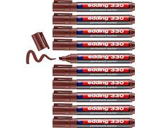 edding 330 Marqueur permanent - marron - 10 stylos - pointe biseautée 1-5 mm - sèche vite, résiste à l'eau et aux frottements - pour carton, plastique, bois, métal, verre