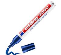 edding 3300 Marqueur permanent - bleu - 1 stylo - pointe biseautée 1-5 mm - sèche vite - résiste à l'eau et à l'essuyage - pour carton, plastique, bois, métal - Marqueur universel