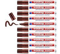 edding 3300 Marqueur permanent - marron - 10 stylos - pointe biseautée 1-5 mm - sèche vite - résiste à l'eau et à l'essuyage - pour carton, plastique, bois, métal - Marqueur universel