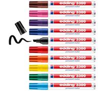 Edding 3300 Marqueur permanent - multicolor - 10 stylos - pointe biseautée 1,5-3 mm - sèche vite - résiste à l'eau et à l'essuyage - pour carton, plastique, bois, métal - Marqueur universel