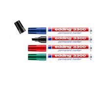 edding Marqueur permanent 3300 – pointe biseautée 1–5 mm, sèche vite, résiste à l'eau – 4 couleurs