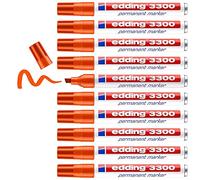 edding 3300 Marqueur permanent - orange - 10 stylos - pointe biseautée 1-5 mm - sèche vite - résiste à l'eau et à l'essuyage - pour carton, plastique, bois, métal - Marqueur universel