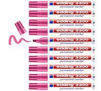 edding 3300 Marqueur permanent - rose - 10 stylos - pointe biseautée 1-5 mm - sèche vite - résiste à l'eau et à l'essuyage - pour carton, plastique, bois, métal - Marqueur universel