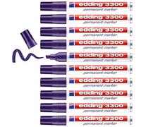 edding 3300 Marqueur permanent - violet - 10 stylos - pointe biseautée 1-5 mm - sèche vite - résiste à l'eau et à l'essuyage - pour carton, plastique, bois, métal - Marqueur universel
