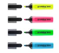 edding 345 Lot de 4 surligneurs 3 + 1 GRATIS: largeur de trait de 2 à 5 mm pour marquer, mettre en évidence et mettre en évidence les points forts à l'école, au bureau, à la maison