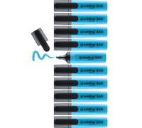 Edding 345 surligneurs - blue clair - 10 stylos - Pointe biseautée 2-5 mm - parfait pour des marquages et des surlignages lumineux de textes et notes